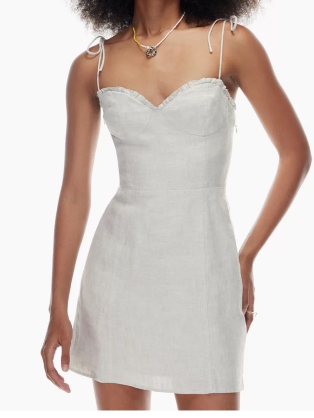 Wilfred Fable Dress Size 8 Grey Sweetheart Tie Strap Mini Dress